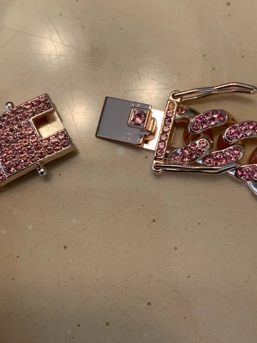 DOG CHAIN COLLAR DIAMOND STONES NWOT